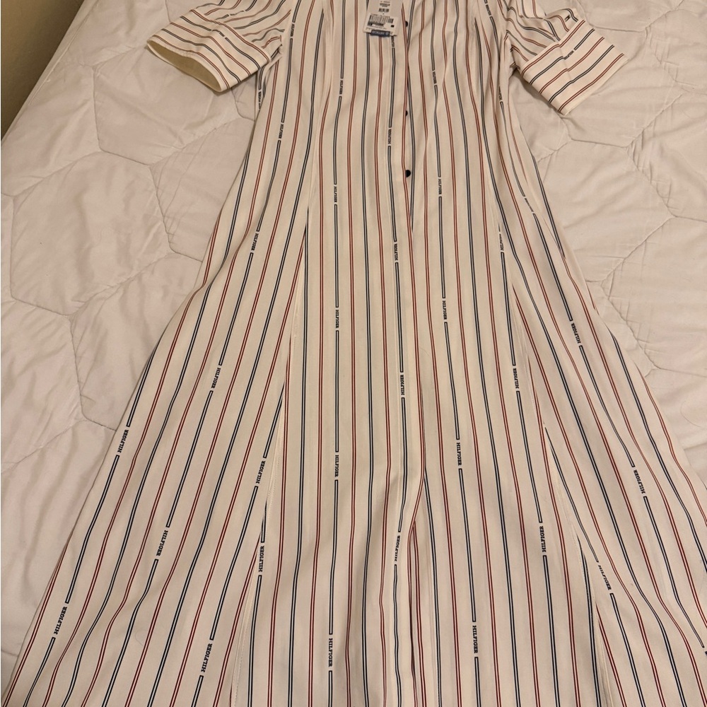 Tommy Hilfiger White dress with Red and Blue Stripes